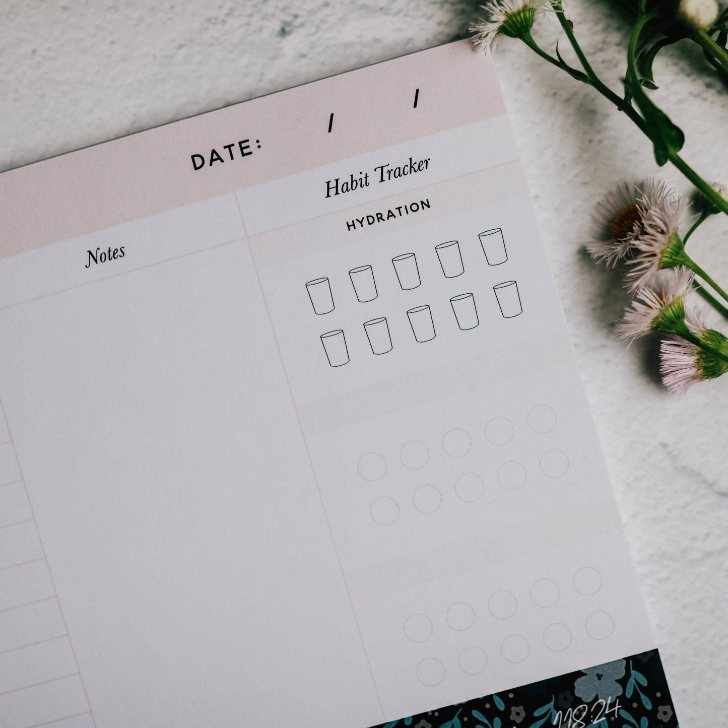 Weekly Agenda Notepad - Teal Floral