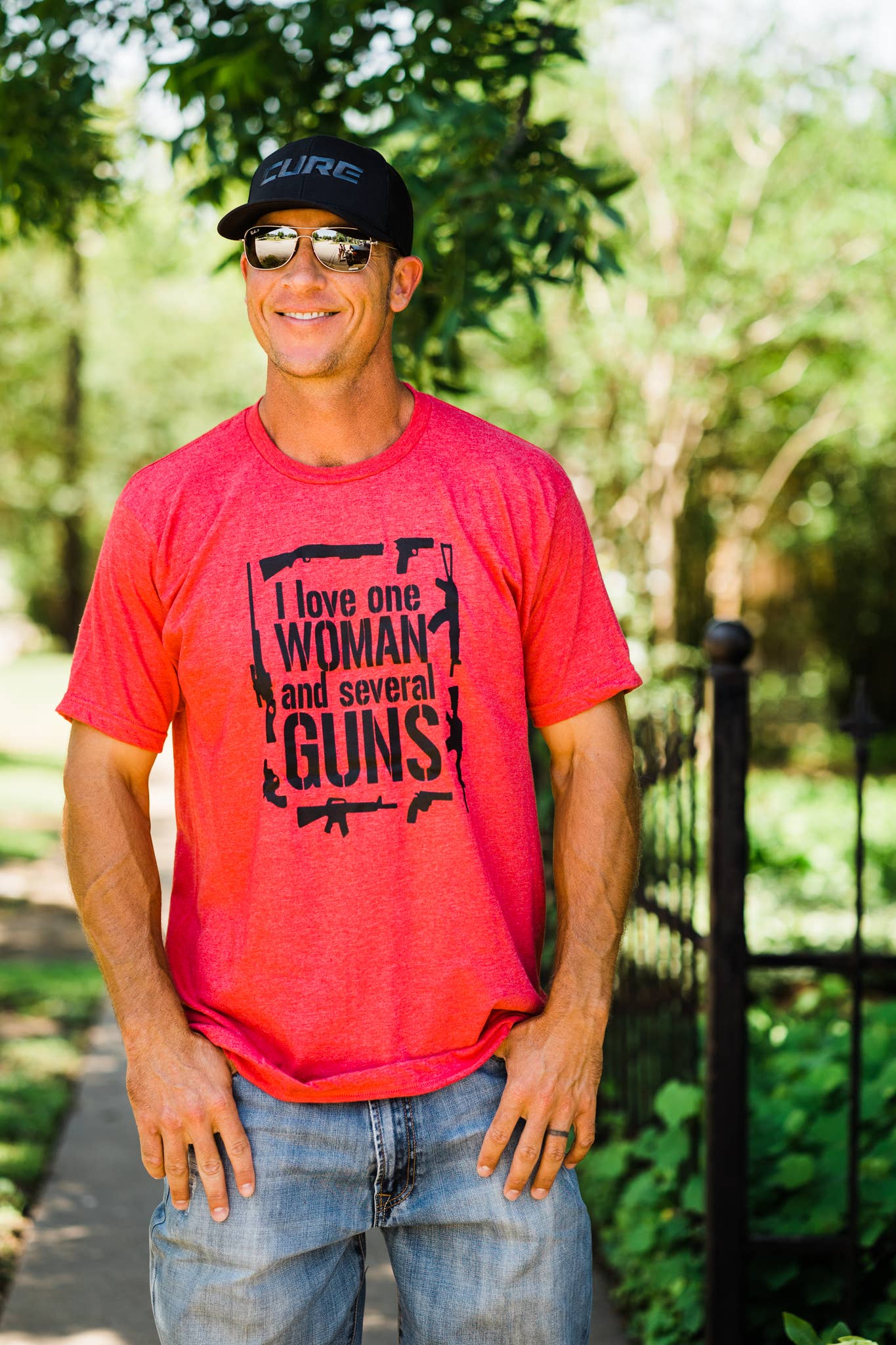 One Woman and Guns Graphic Tees: XL / Grey