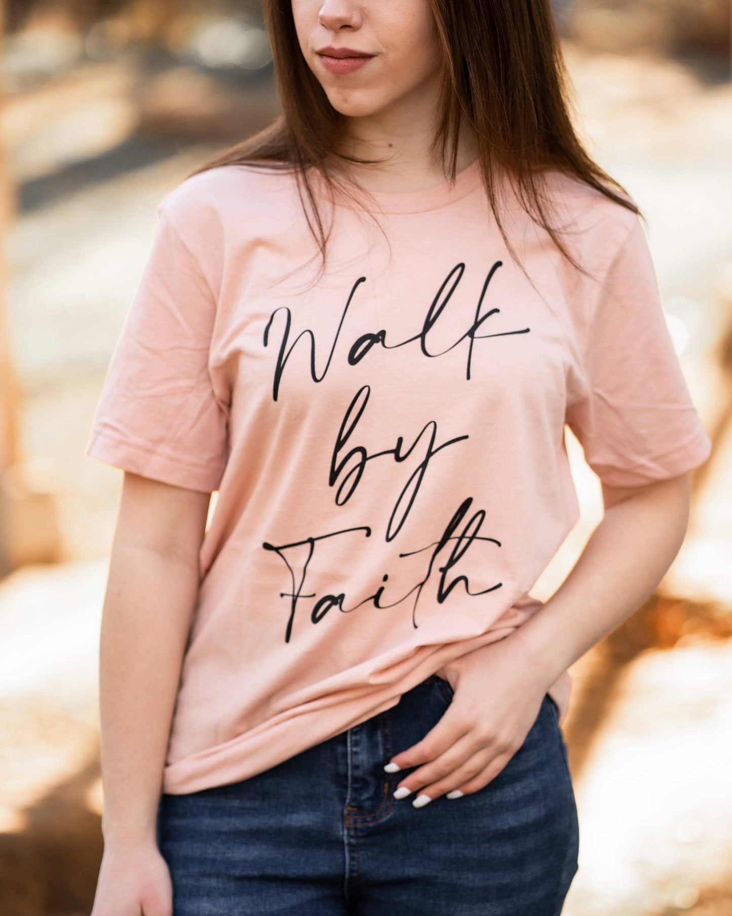 Walk by Faith Peach Graphic Tee