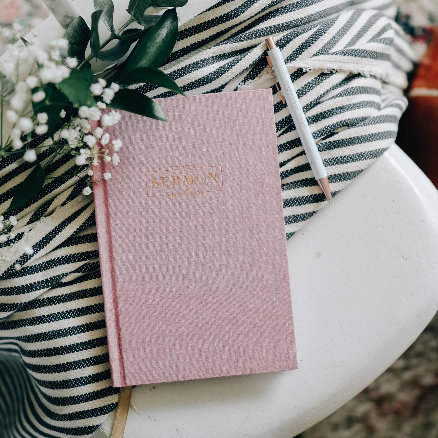 Sermon Notes Journal - Pink Linen