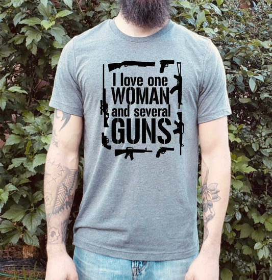 One Woman and Guns Graphic Tees: XL / Grey