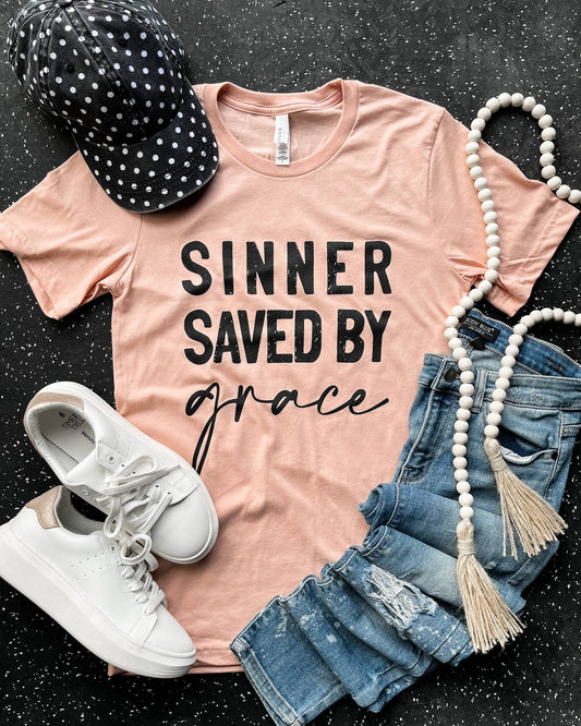 Sinner Saved By Grace Graphic Tee