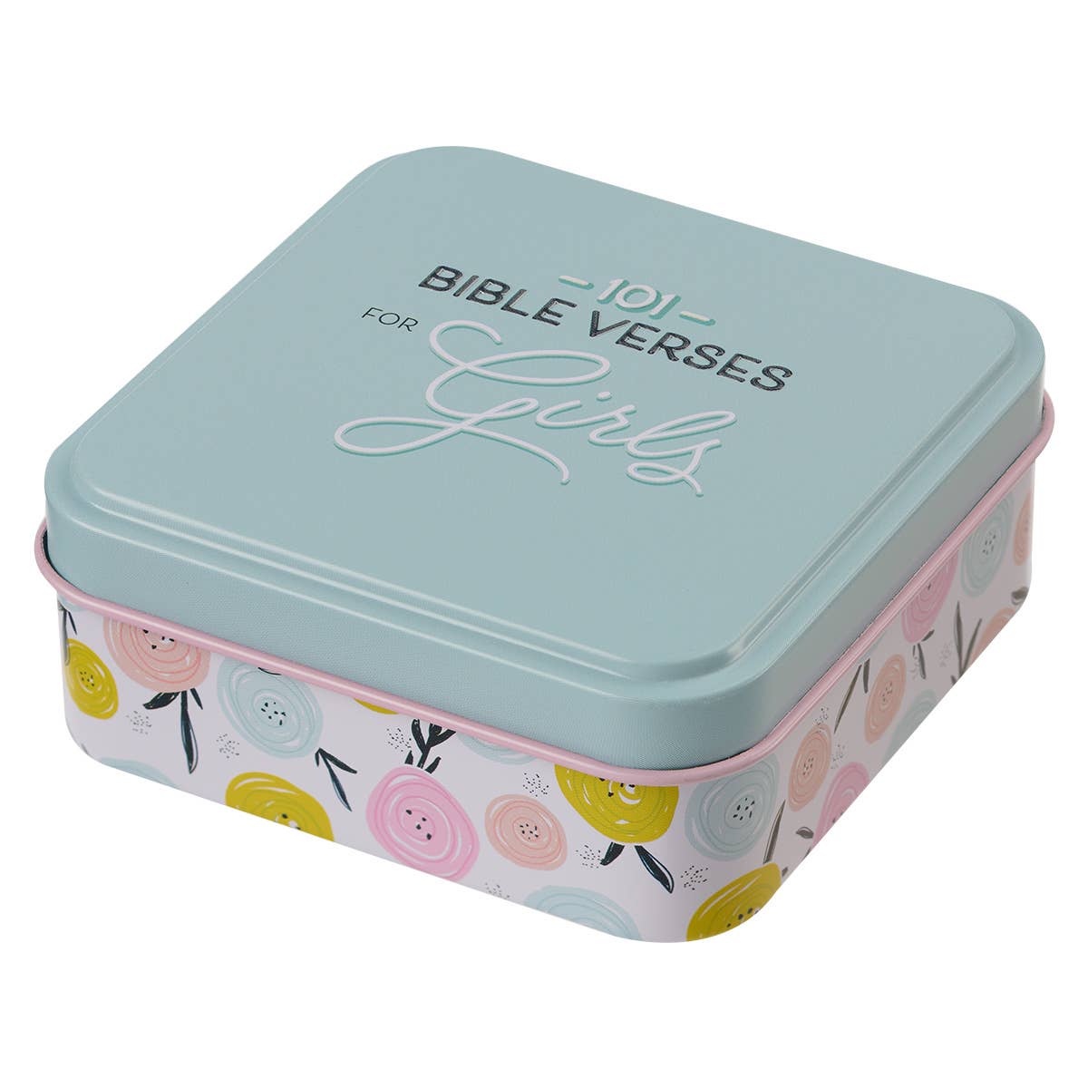 101 Bible Verses For Girls Blue Scripture Cards in a Tin